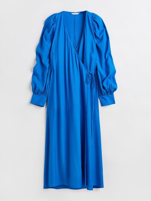 H&M Blue Voluminous Wrap Dress