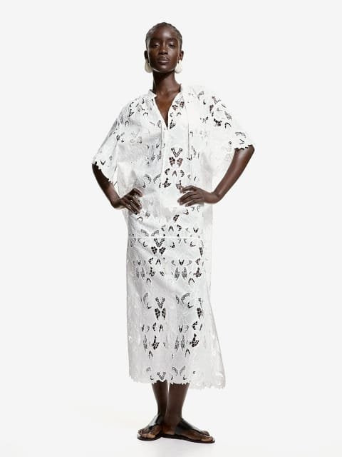 H&M Broderie Anglaise Kaftan Dress