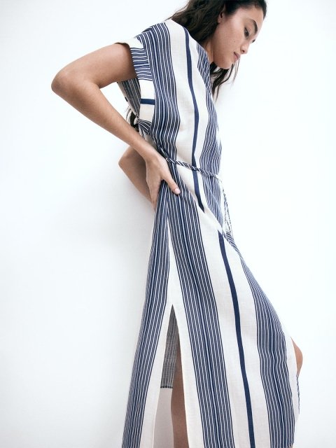 H&M Button-Front Extended Sleeves Crepe A-line Dresses