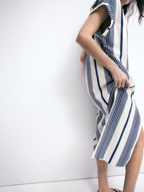 H&M Button-Front Extended Sleeves Crepe A-line Dresses
