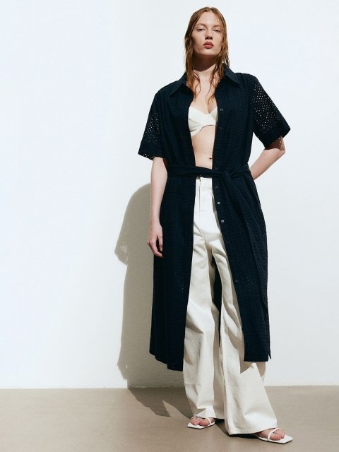 H&M Cotton Broderie Anglaise Shirt Dress