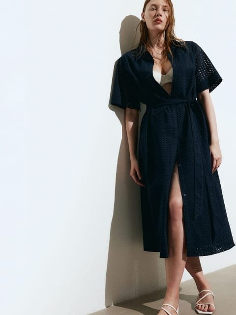 H&M Cotton Broderie Anglaise Shirt Dress