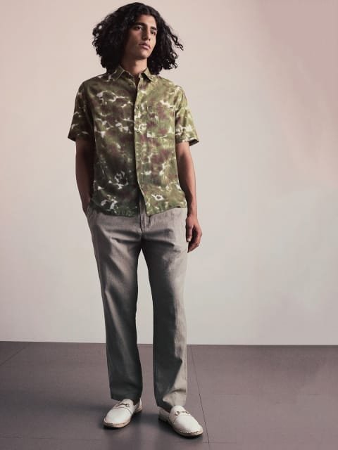 H&M Cotton Half Sleeve Tie & Dye Print Shirt