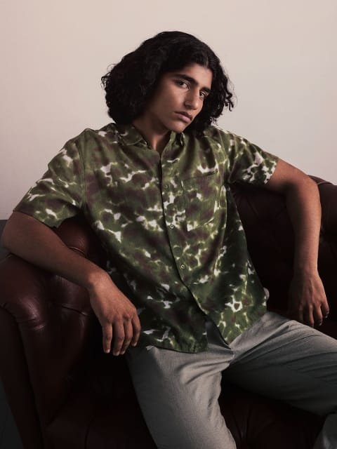 H&M Cotton Half Sleeve Tie & Dye Print Shirt