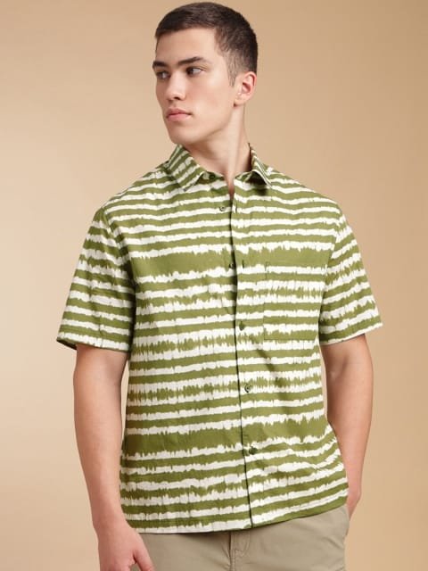 H&M Cotton Half Sleeve Tie & Dye Print Shirt