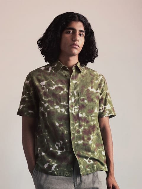 H&M Cotton Half Sleeve Tie & Dye Print Shirt