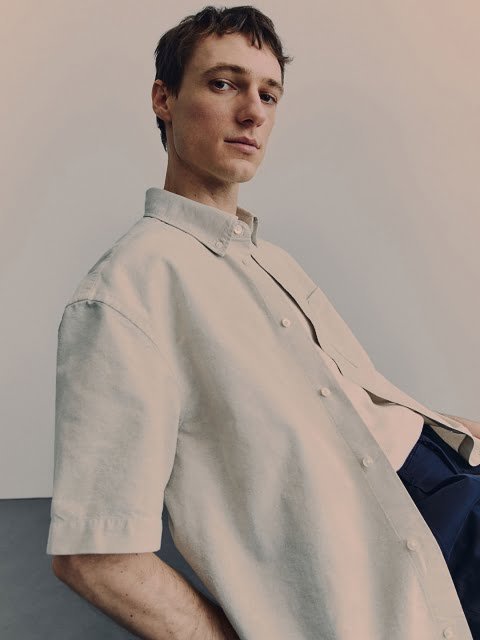H&M Cotton Loose Fit Short-Sleeved Oxford Shirt