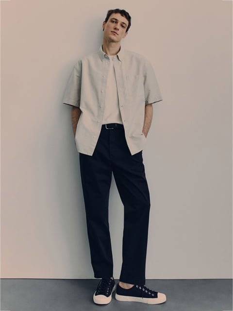 H&M Cotton Loose Fit Short-Sleeved Oxford Shirt