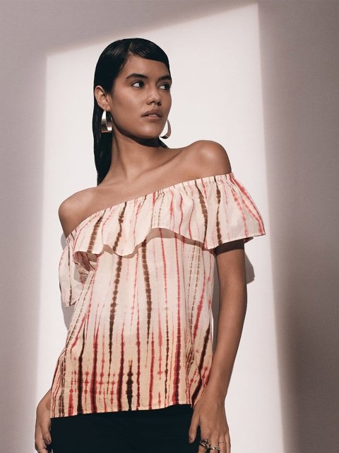 H&M Cotton Printed Bardot Top