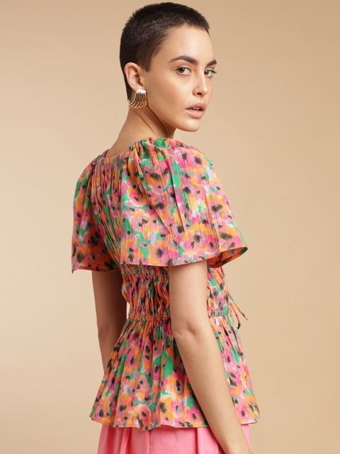 H&M Cotton Printed Gathered Top