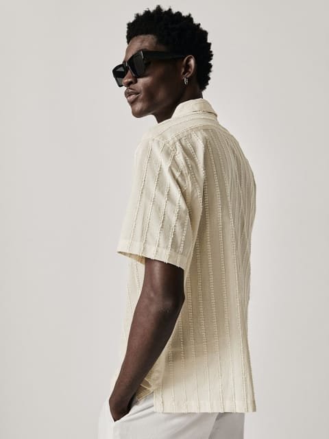 H&M Cotton Regular Fit Textured-Weave Resort Shirt
