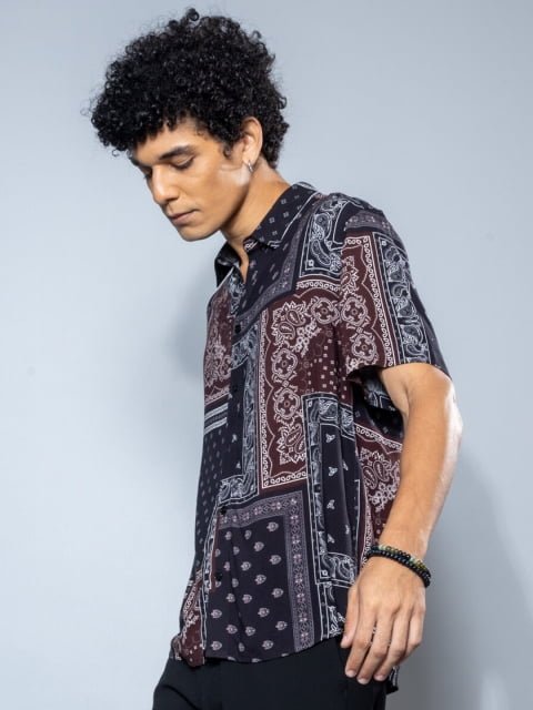 H&M Cotton Relaxed Fit Abstract Print Shirt