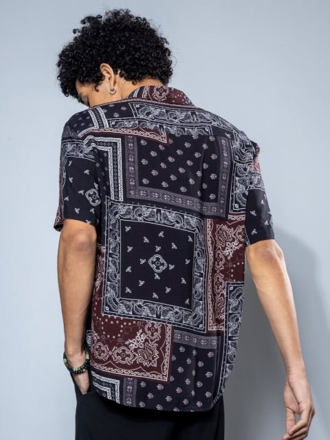 H&M Cotton Relaxed Fit Abstract Print Shirt