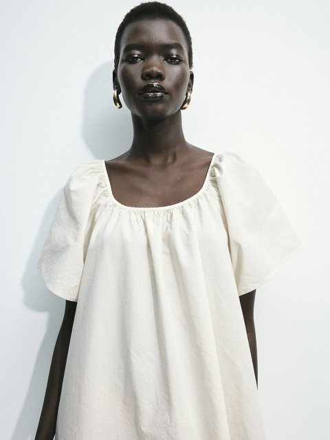 H&M Cotton Square-Neck Dress