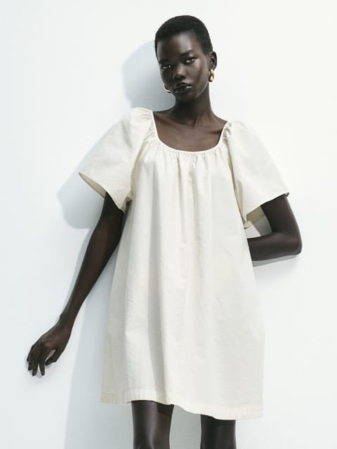 H&M Cotton Square-Neck Dress