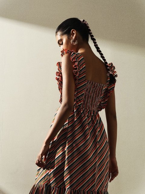 H&M Cotton Striped Flared Dress