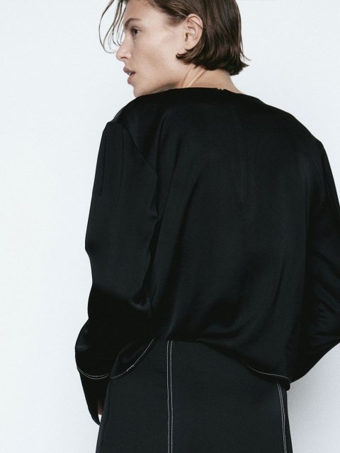 H&M Cowl Neck Satin Blouse Top