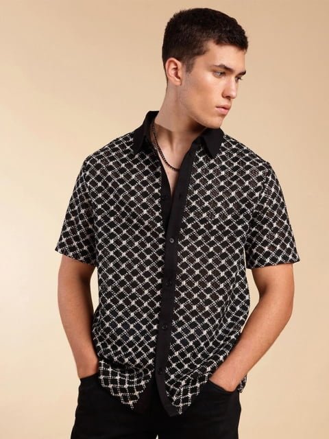 H&M Crochet Short Sleeve Shirt