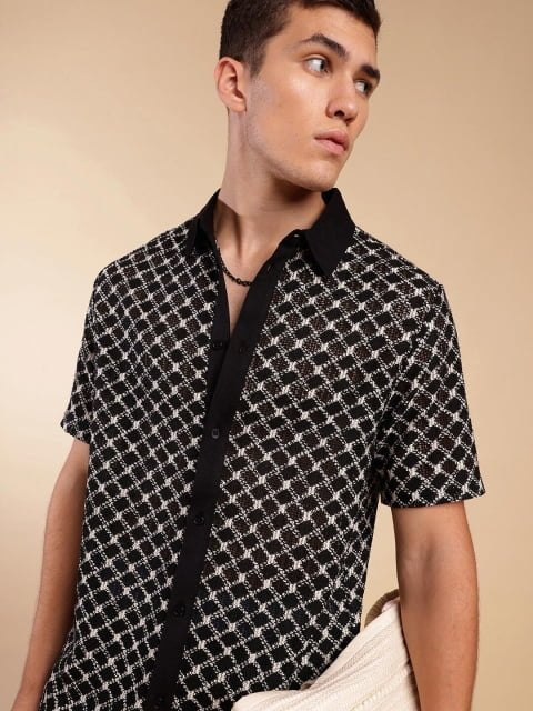 H&M Crochet Short Sleeve Shirt