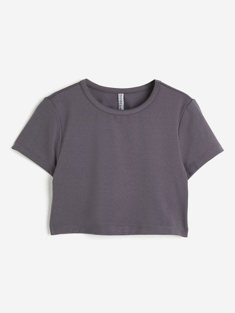 H&M Cropped Fitted Jersey Top