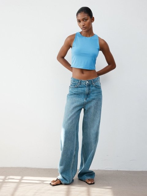 H&M Cropped Microfibre Vest Top