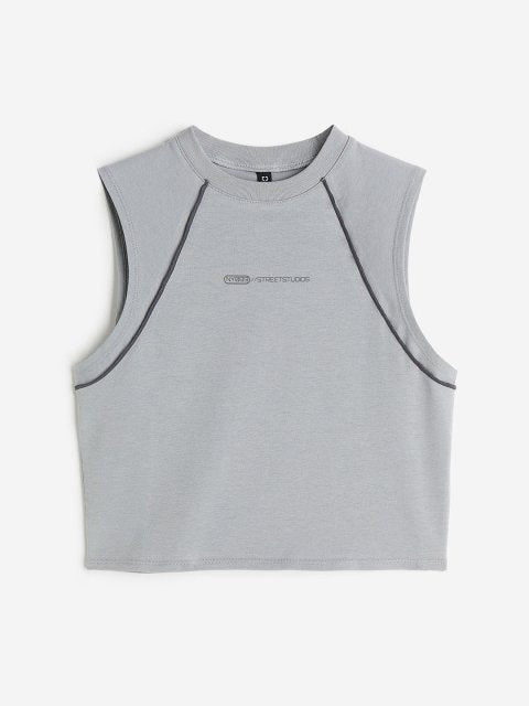 H&M Cropped Overlock-Detail Vest Top