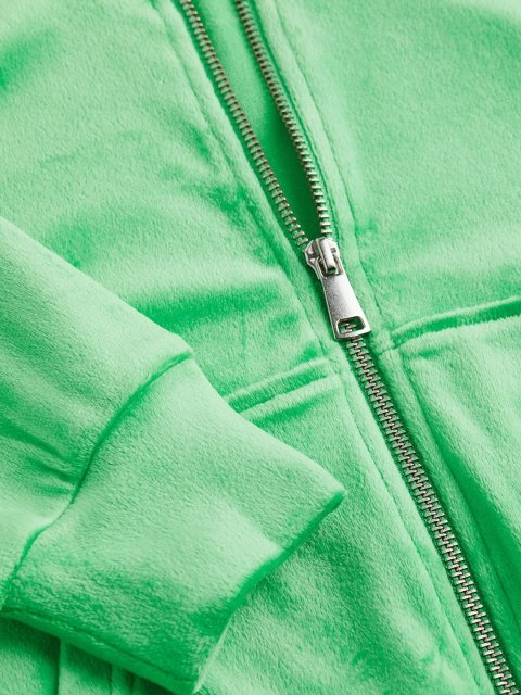 H&M Cropped Velour Zip-Through Hoodie