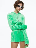 H&M Cropped Velour Zip-Through Hoodie