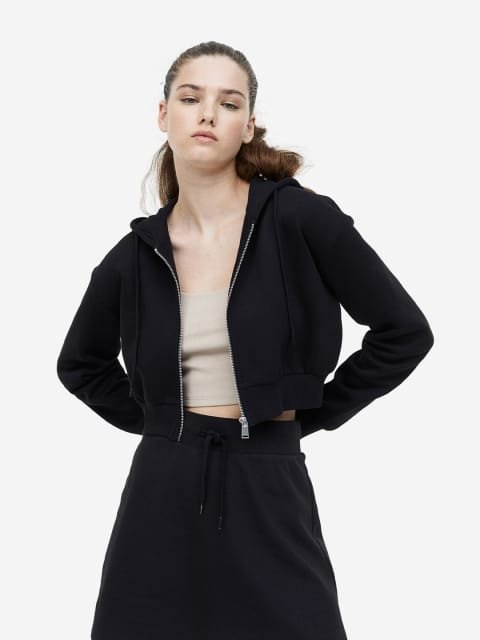 H&M Cropped Zip-Through Hoodie