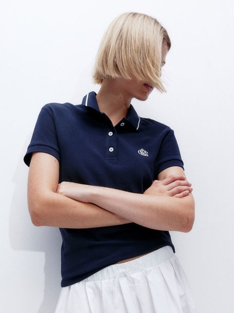 H&M Embroidered-Motif Piqu Polo Shirt