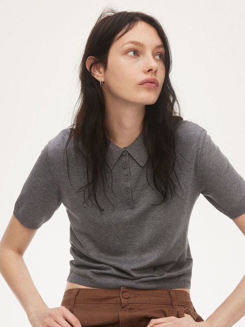 H&M Fine- Knit Polo Shirt