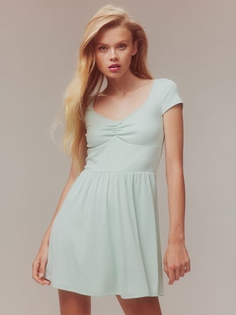H&M Flared-Skirt Ribbed Dress