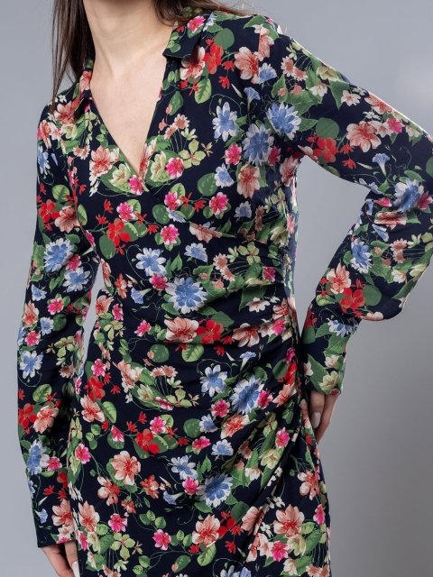 H&M Floral Print Gathered Dress