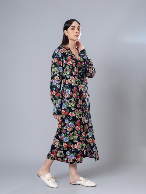 H&M Floral Print Gathered Dress