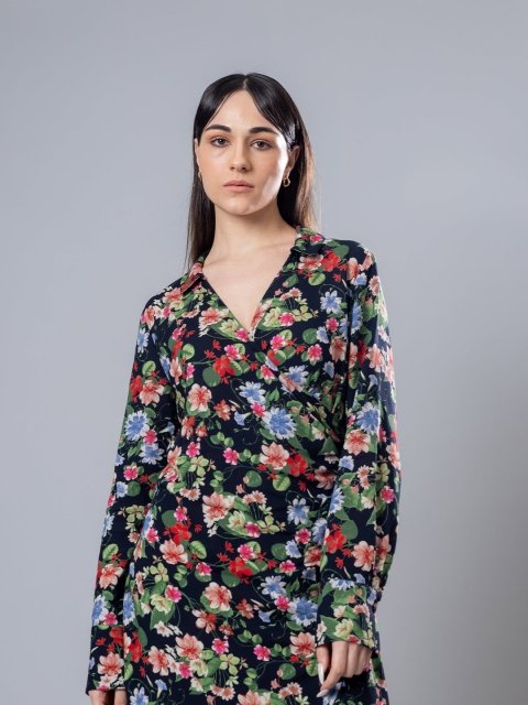 H&M Floral Print Gathered Dress