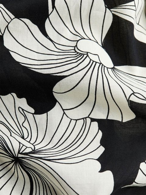 H&M Floral Printed Smocked Off-Shoulder Maxi Dress