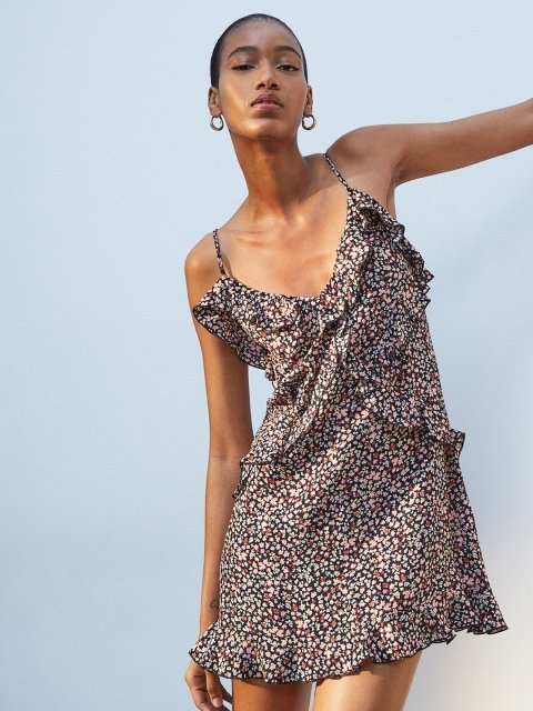 H&M Flounce-Detail Mini Dress