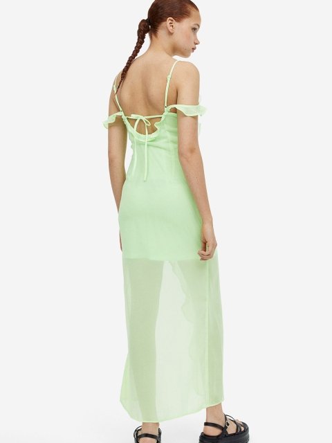 H&M Flounce-Trimmed Chiffon Dress