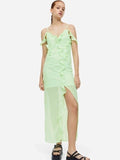 H&M Flounce-Trimmed Chiffon Dress
