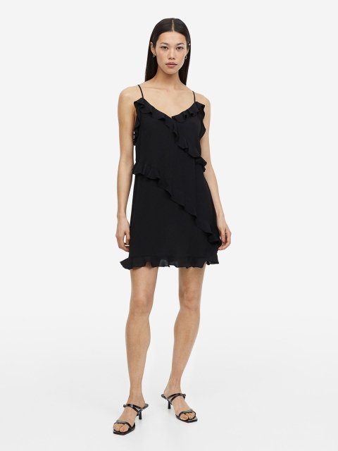 H&M Flounce-Trimmed Crepe Dress