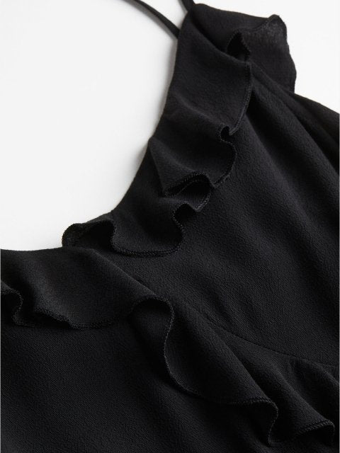 H&M Flounce-Trimmed Crepe Dress