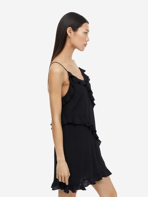 H&M Flounce-Trimmed Crepe Dress