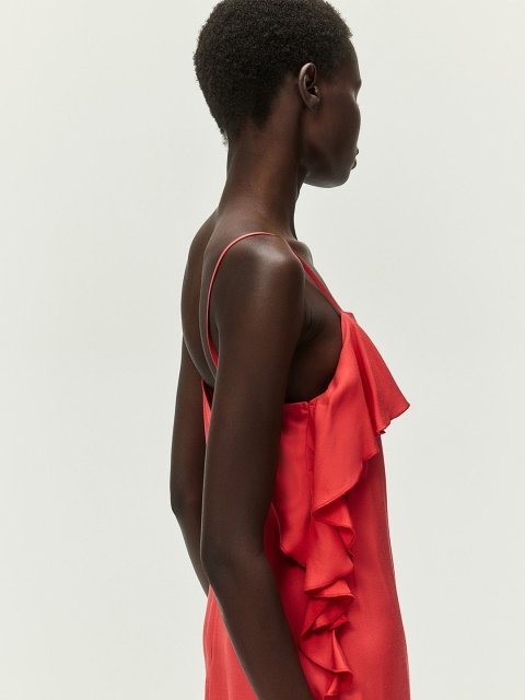 H&M Flounce-Trimmed Slip Dress