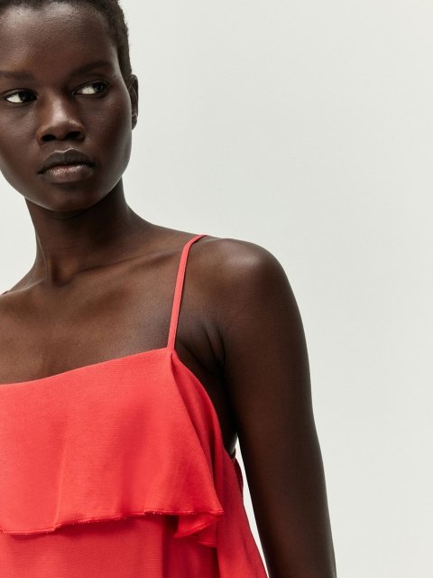 H&M Flounce-Trimmed Slip Dress