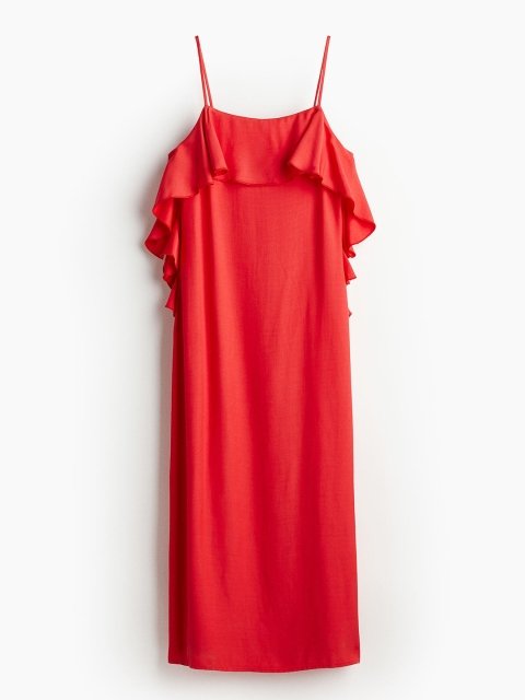 H&M Flounce-Trimmed Slip Dress