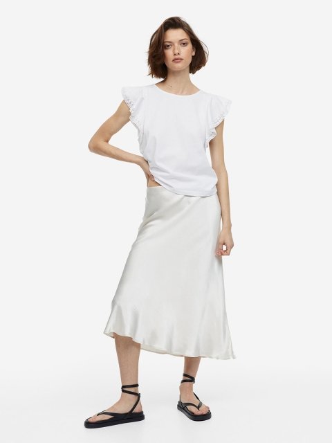 H&M Flutter-Sleeve Pure Cotton Jersey Top