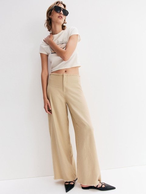 H&M Frayed-Edge Trousers