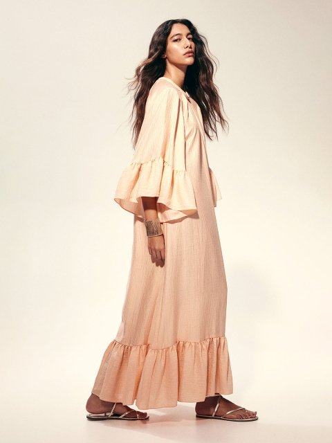 H&M Frill-Trimmed Kaftan Dress