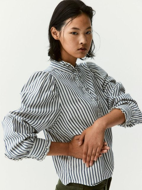 H&M Frill-Trimmed Twill Top