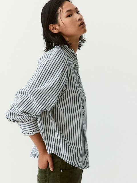 H&M Frill-Trimmed Twill Top